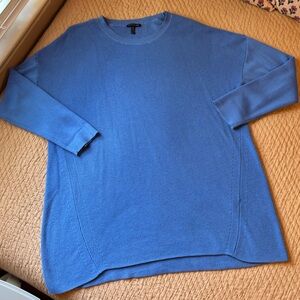 Eileen Fisher Long Blue Crew Neck Sweater, Cotton/ Silk Blend, XL, Like New!